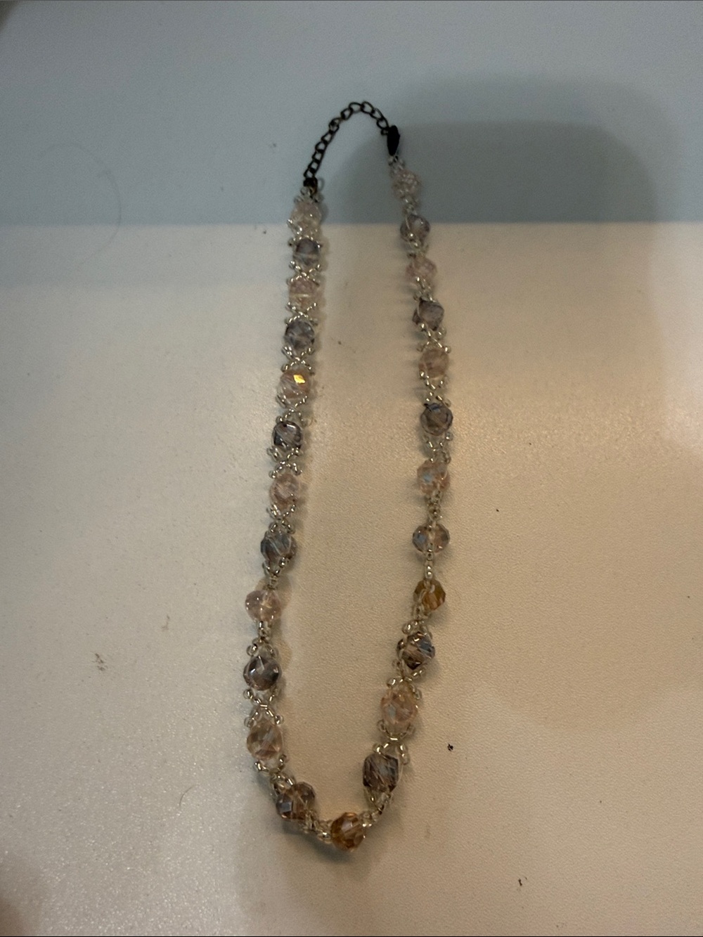 Faceted Bead Necklace in Champagne and Clear by